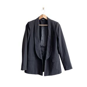 Cubus Womens Shawl Lapel Open Front Long Sleeve Blazer Suit Black Size 36
